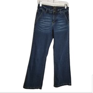 L&B Lucky & Blessed Jeans Women's 8 Palazzo Stretch Wide Leg Flare Blue Denim